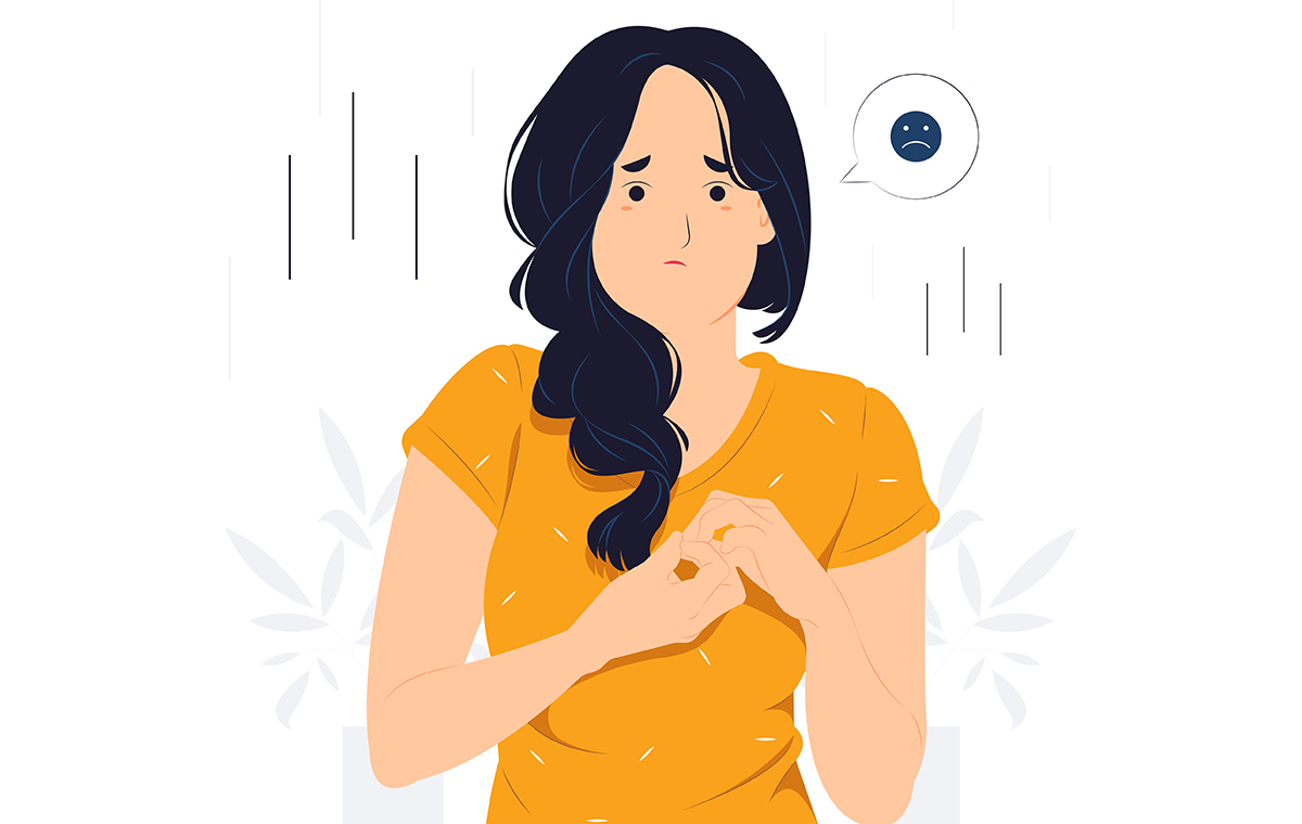 心配する女性 イラスト