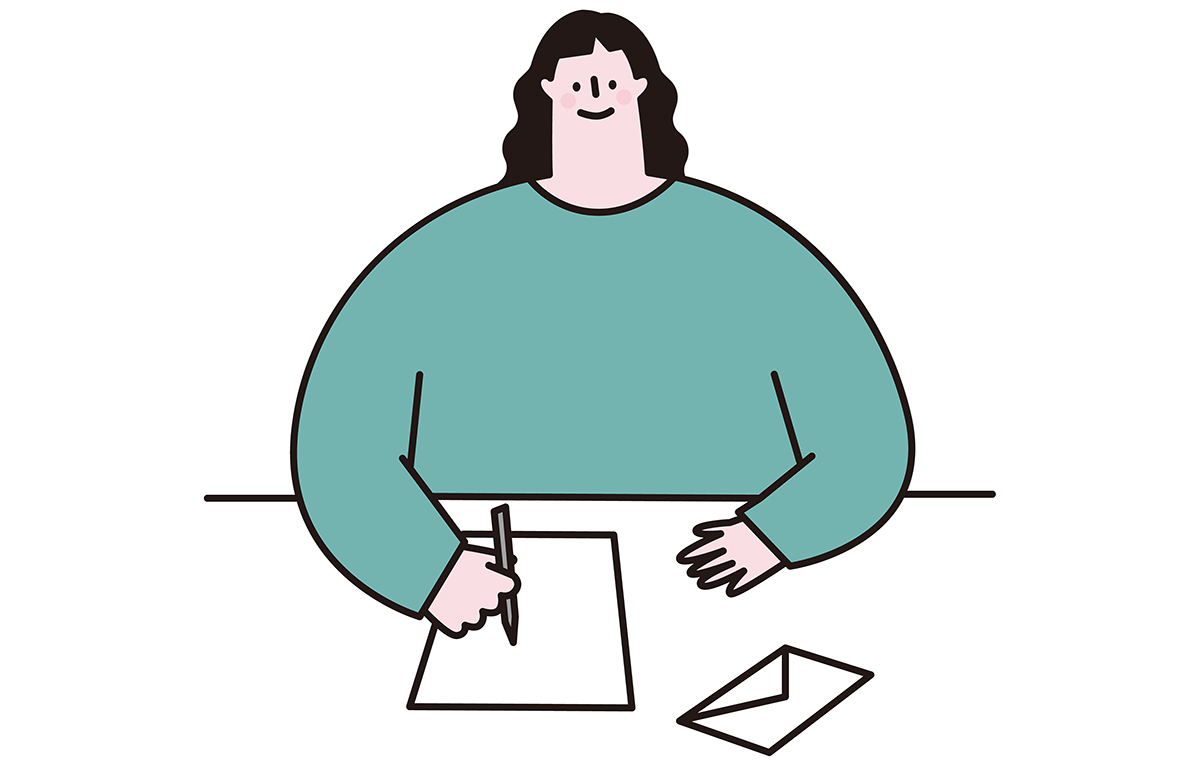 手紙を書く女性 イラスト