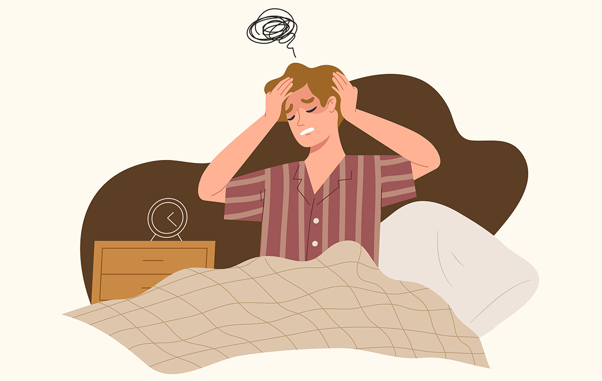 寝坊した男性 イラスト