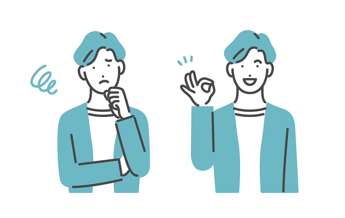 ネガティブ思考とポジティブ思考のイラスト