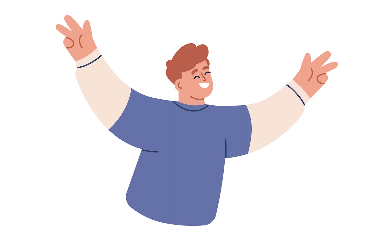 両手でピースしている人のイラスト