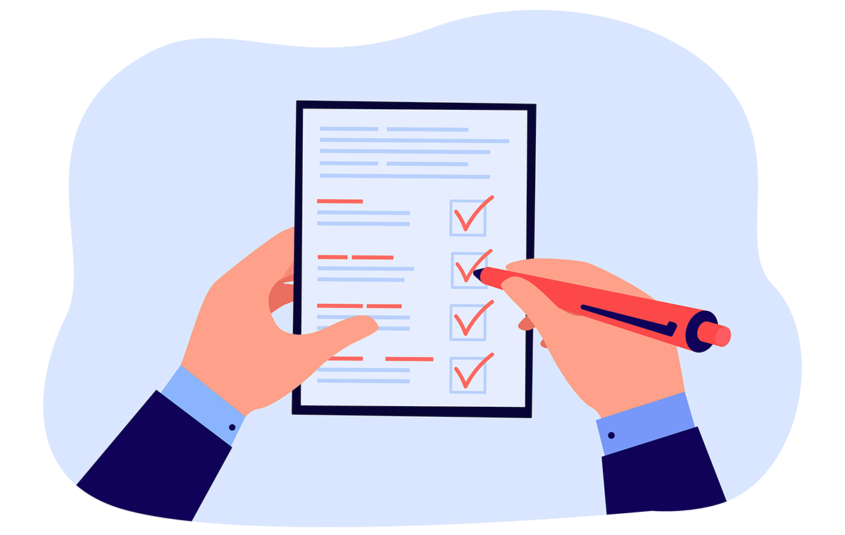 リストの確認をしている男性 イラスト