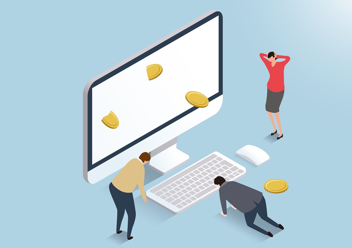 パソコンの前で落胆する人々