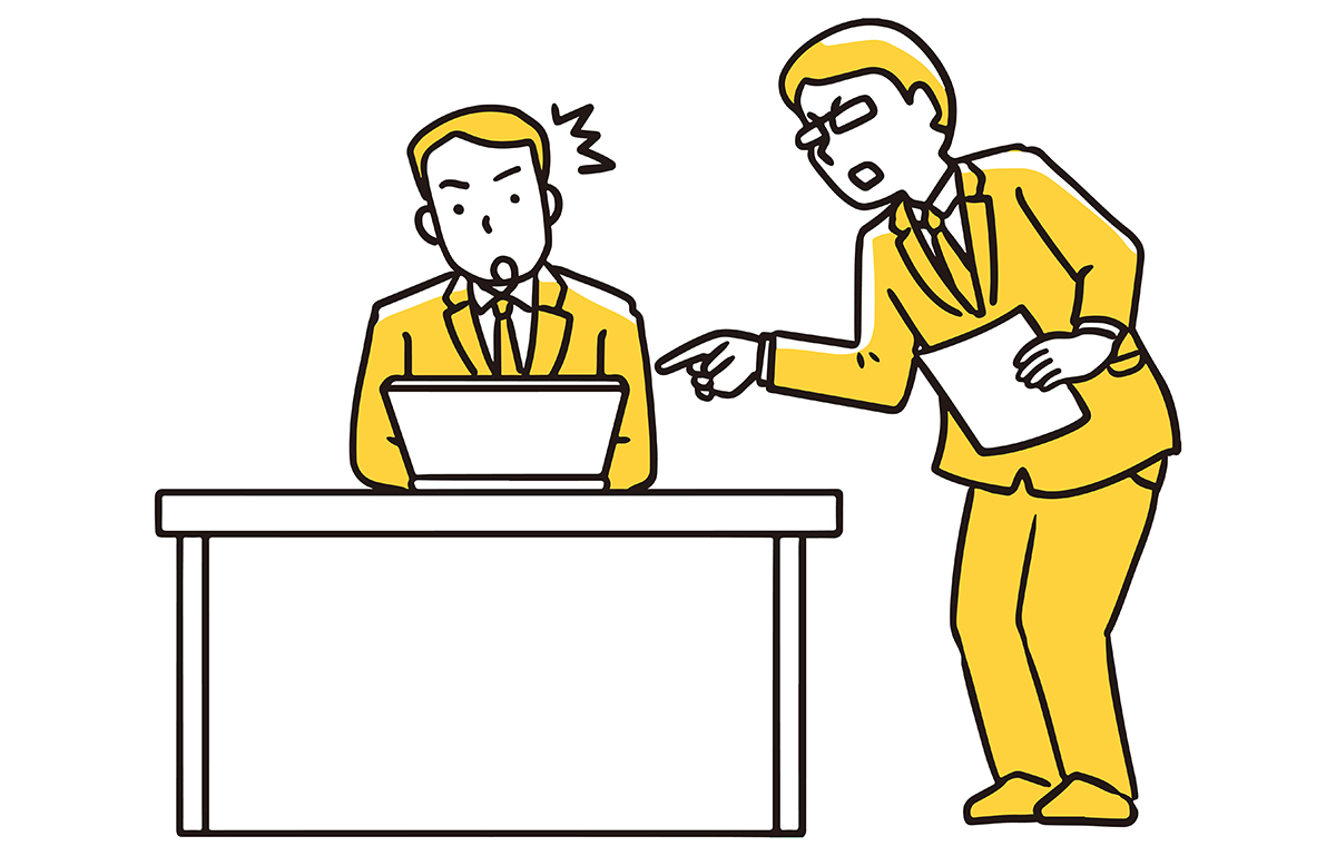 部下に指摘をする上司のイラスト