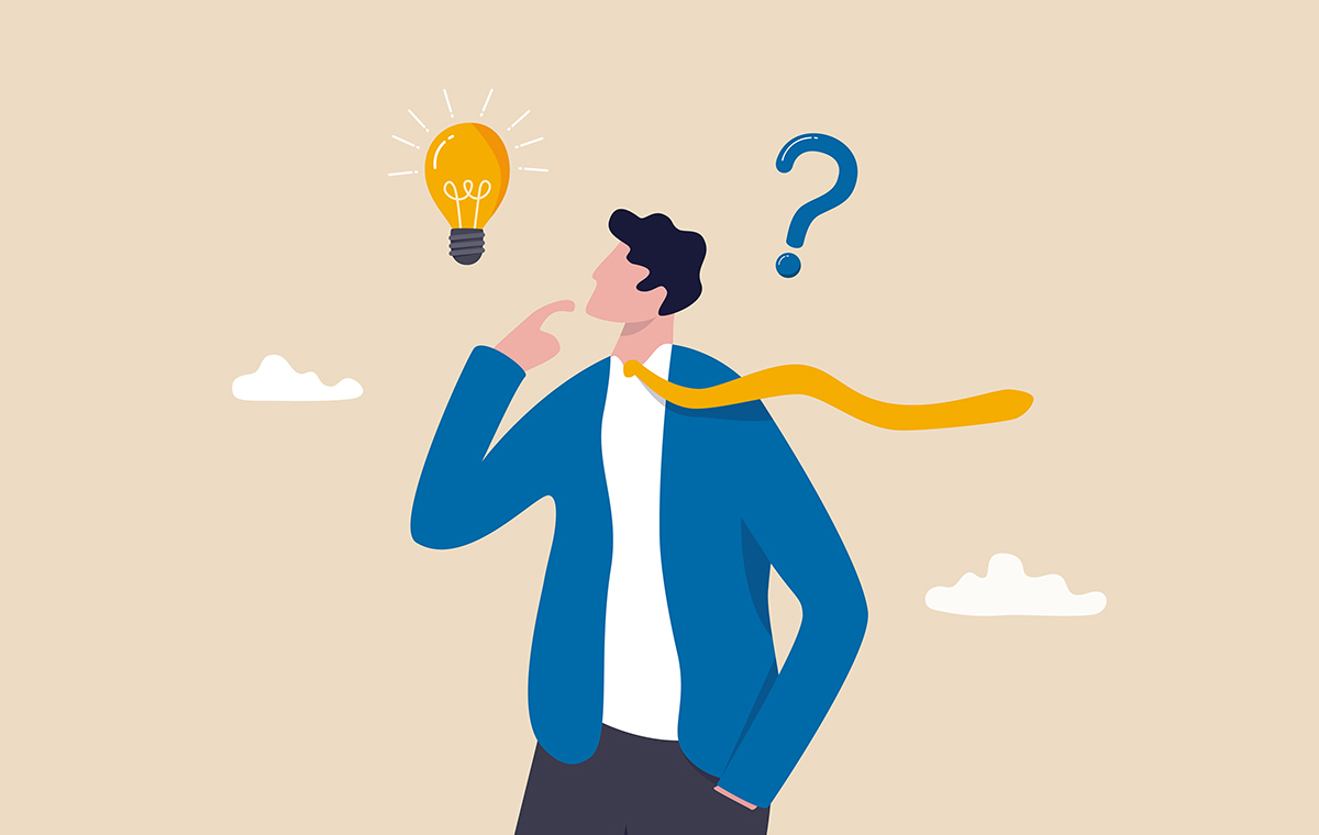 閃いた様子の男性 イラスト