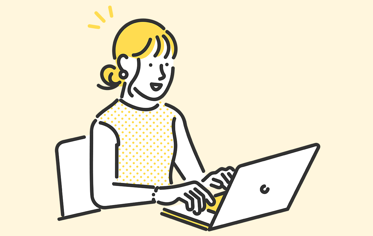 PCを操作する女性 イラスト