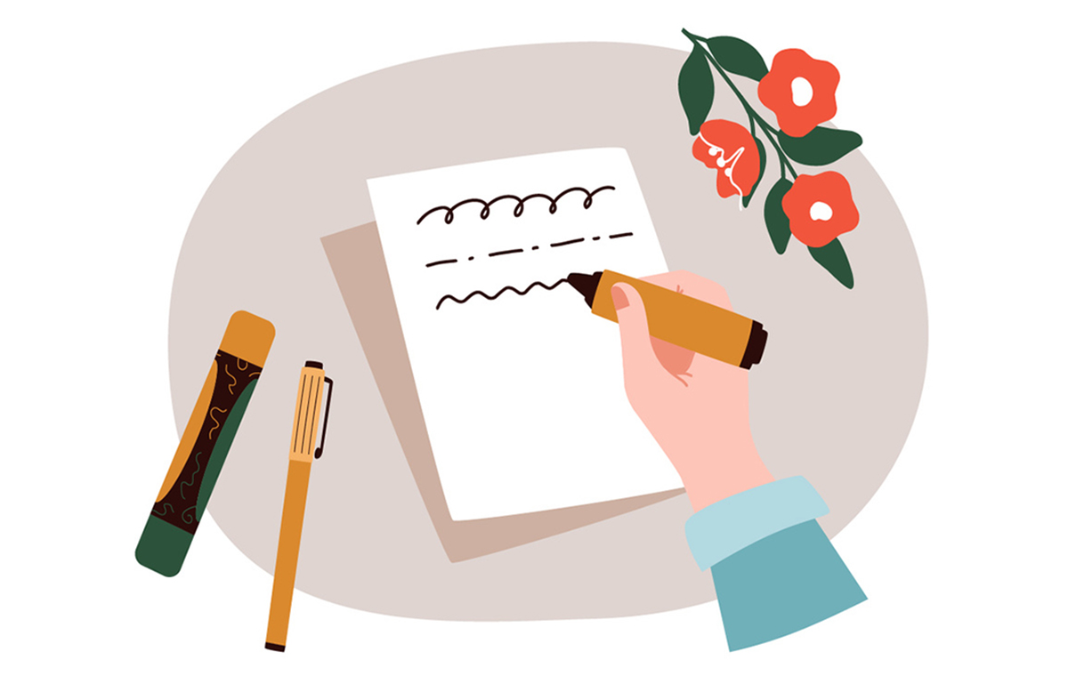 手紙を書く手 イラスト