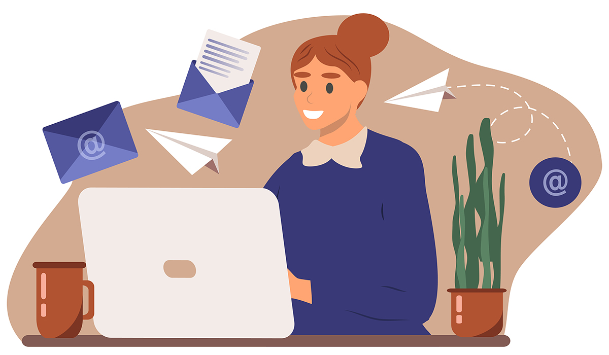 PCでメールを送る人 イラスト