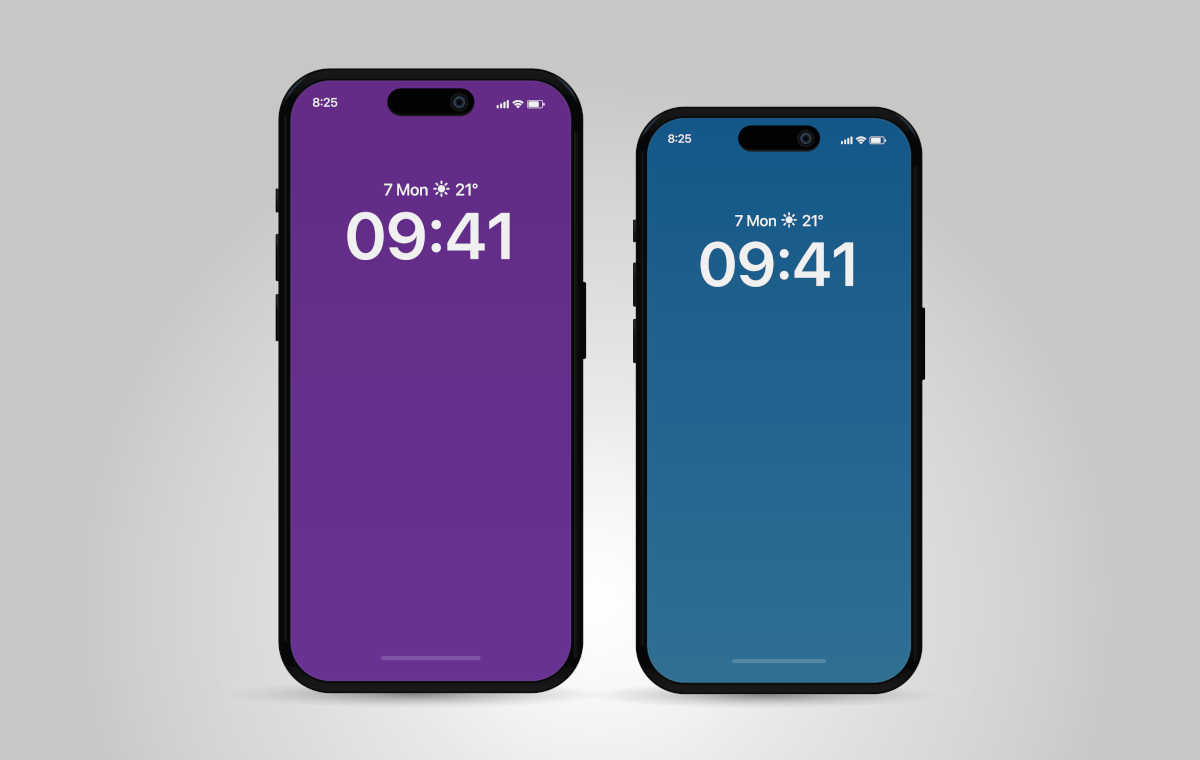 大小ふたつのiPhoneが並んでいるイメージ画像。両方ともホーム画面が写っている