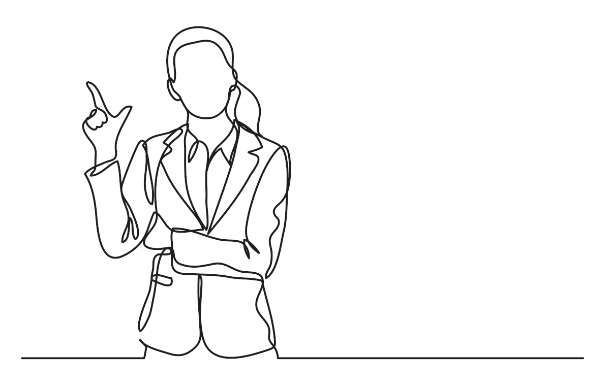 チェックポーズを取る女性のイラスト