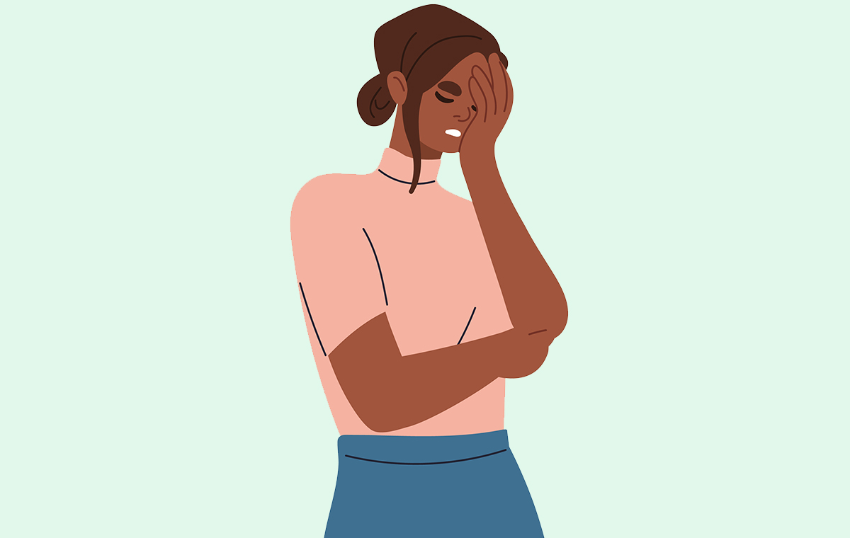 イライラして額に手を置く人のイメージイラスト