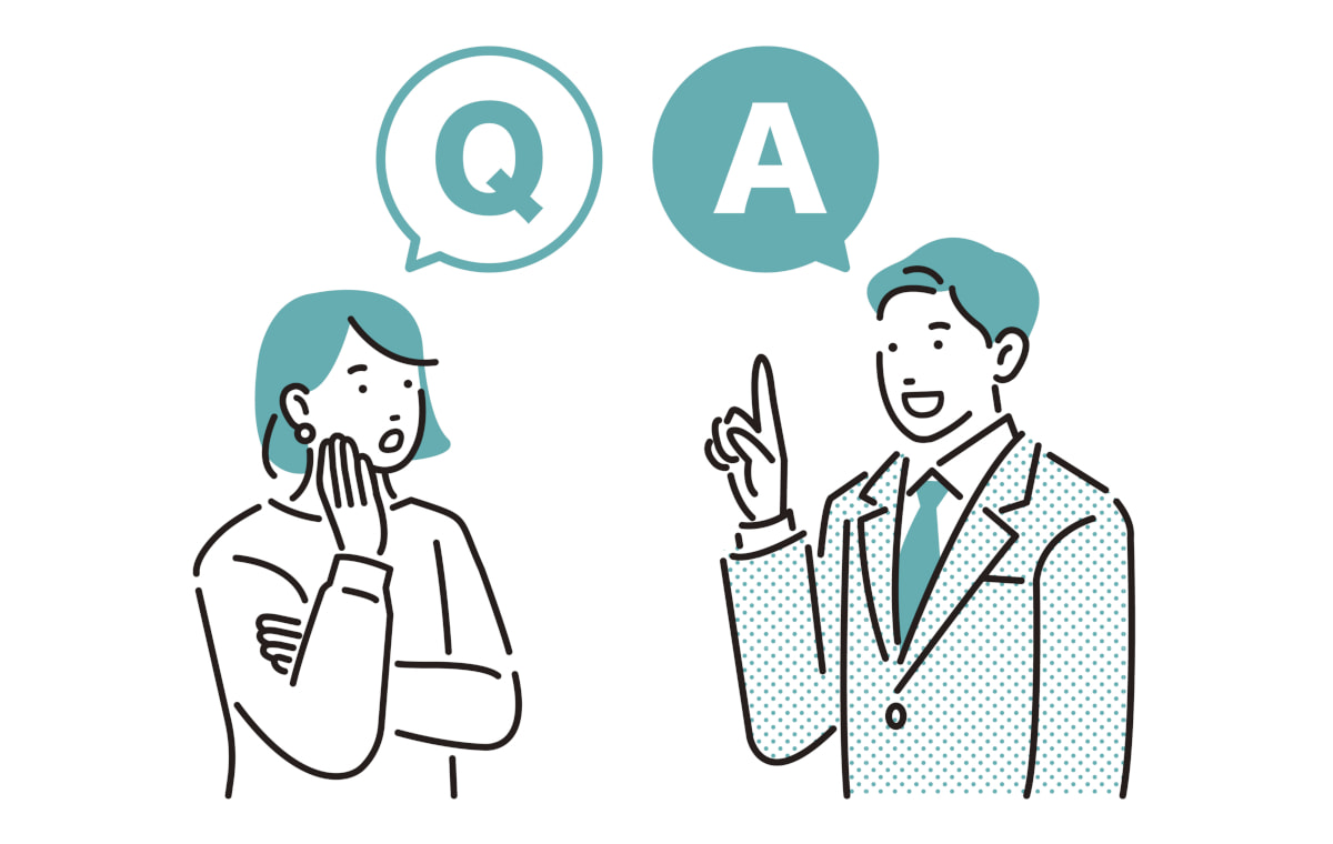 女性が質問し、男性が答えているイラスト