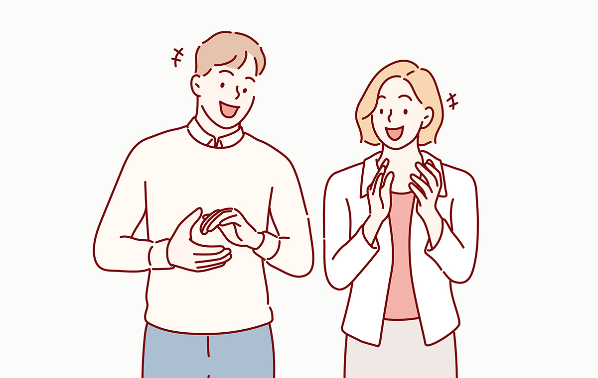 拍手する男性と女性 イラスト
