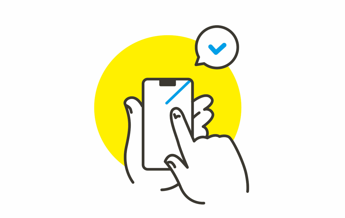 スマホをタップしている手元を描いたイラスト