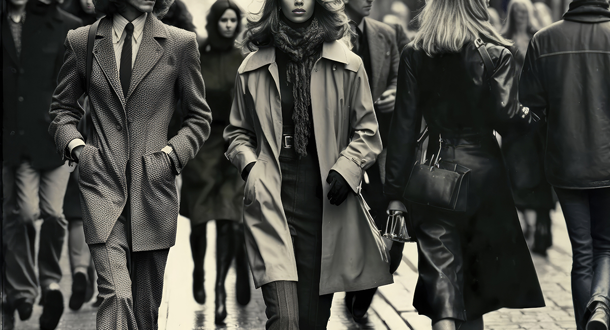 西洋の街を歩く人々