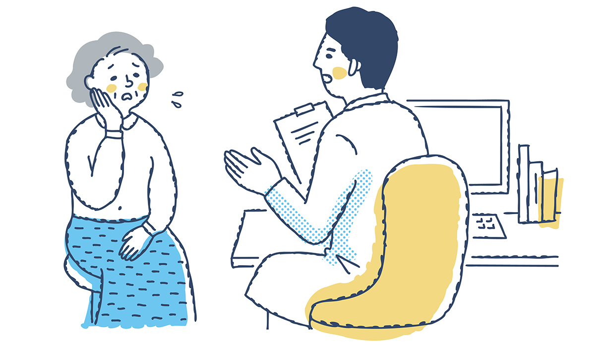 診察結果の説明をしている医者と患者 イラスト