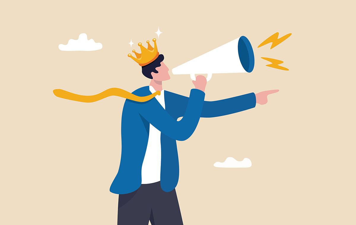 メガホンを持っているビジネスパーソンのイラスト