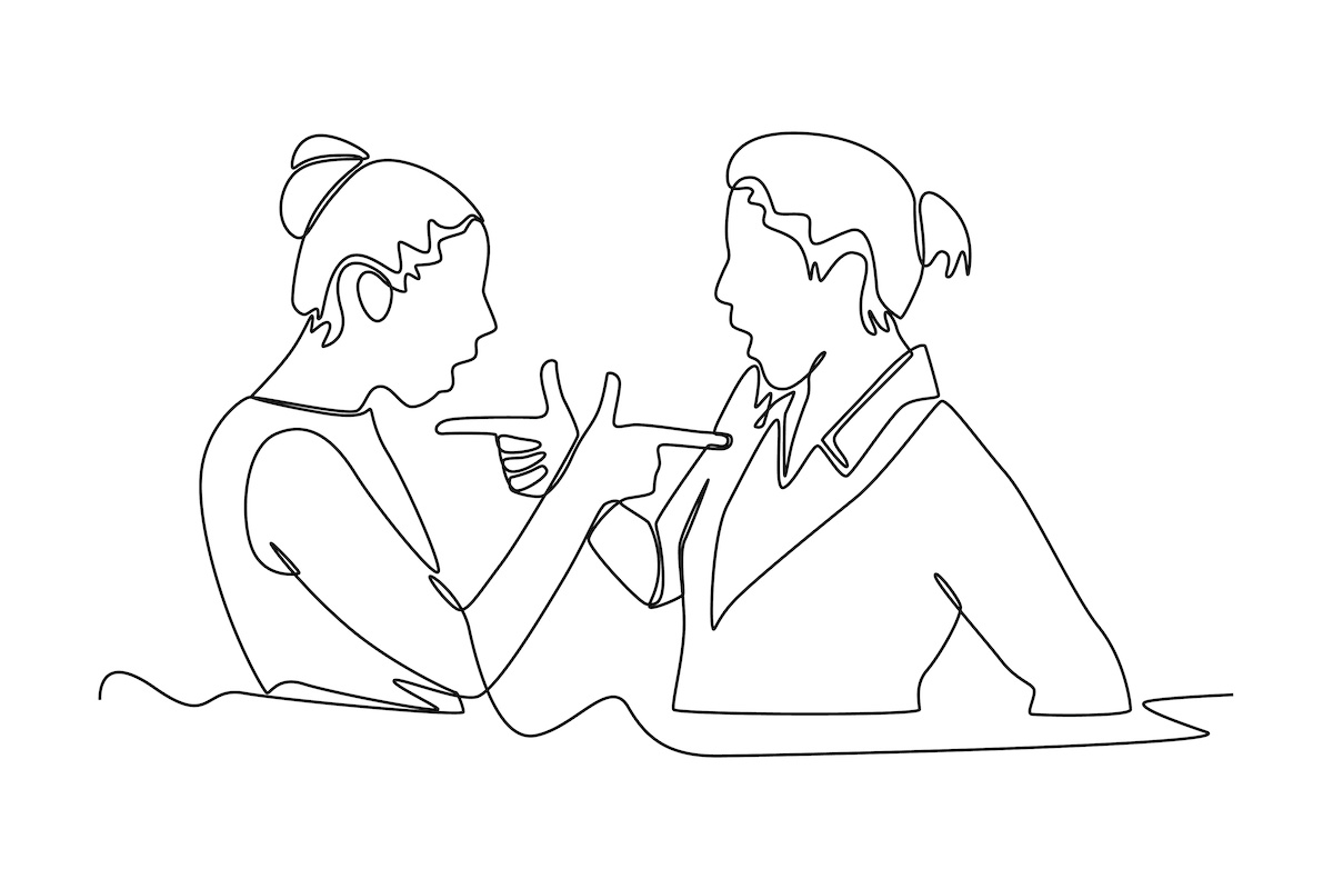 指を差し合って口論している人たちのイラスト