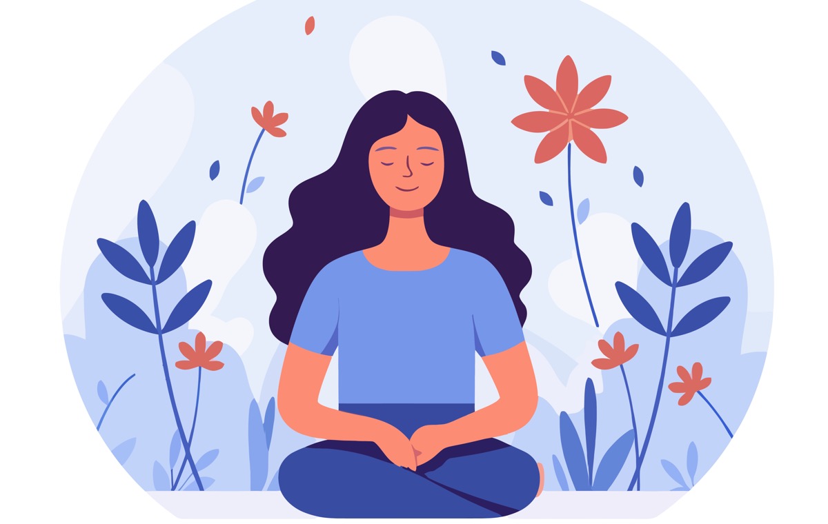 坐禅を組む女性