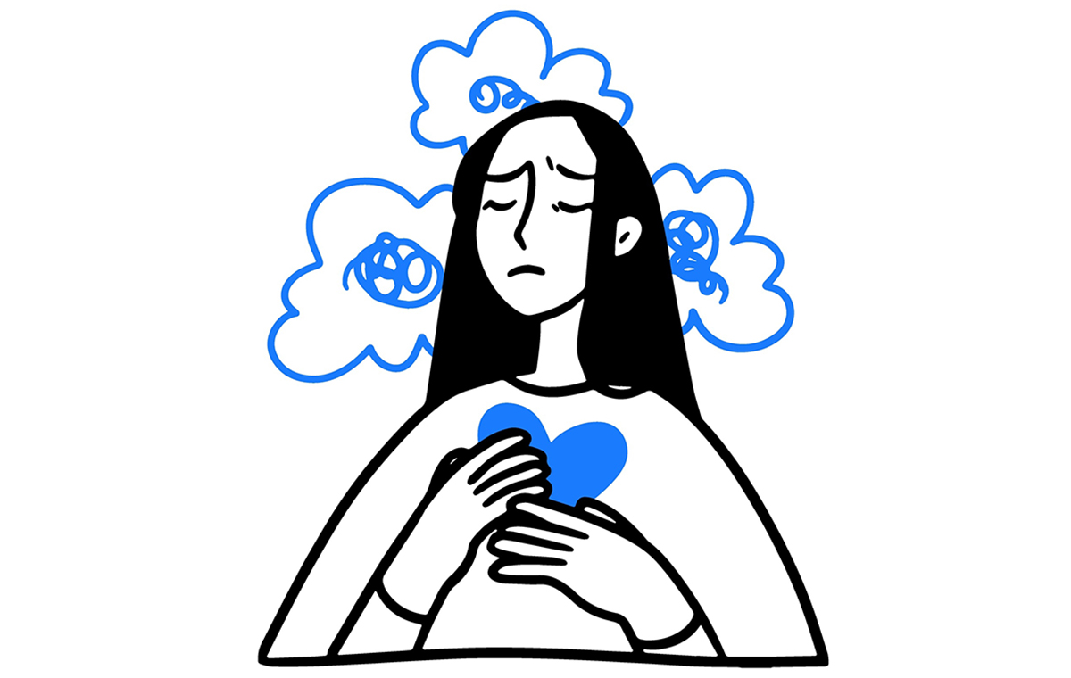 考え込む女性 イラスト