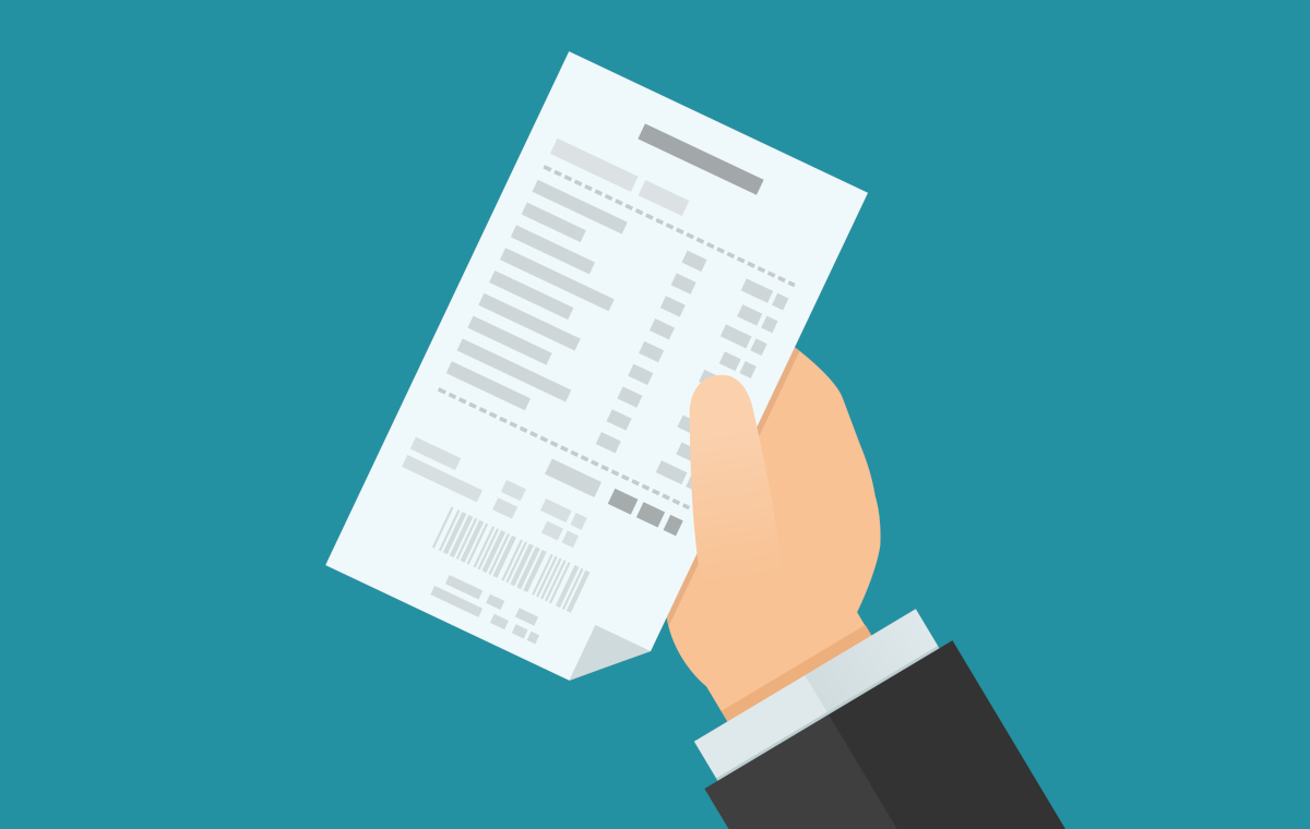 領収書を持った手元のイメージイラスト