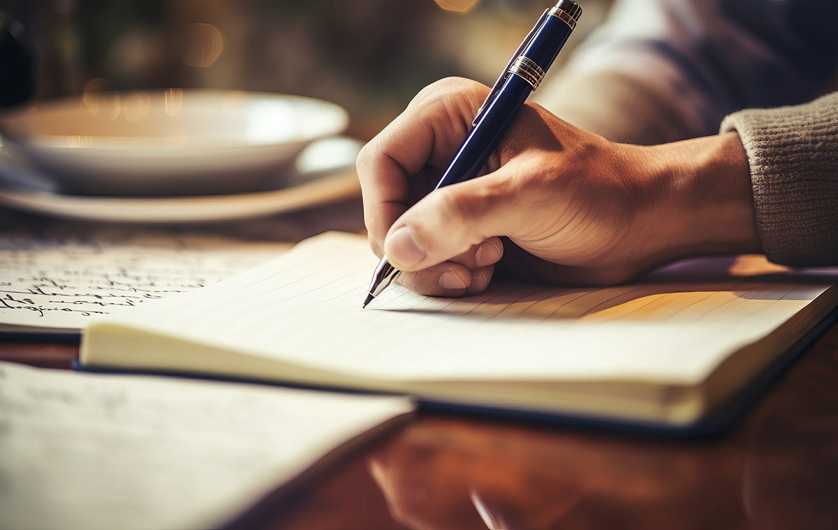 手紙を書いている手元 