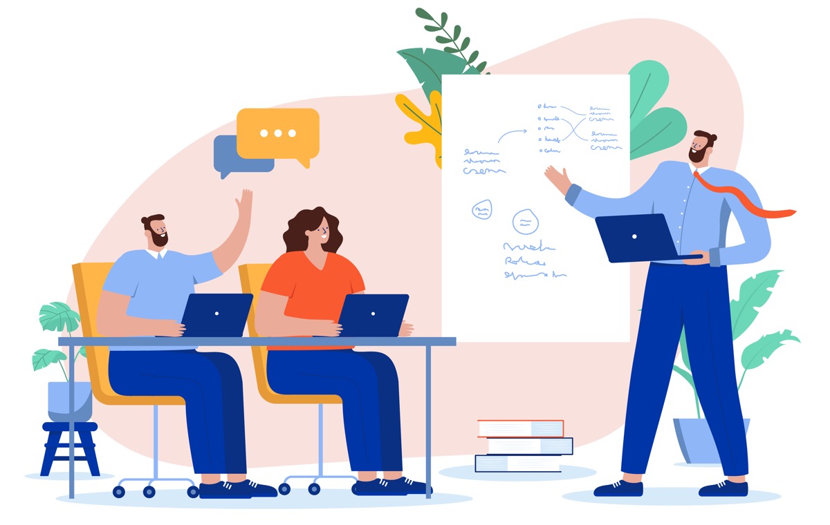 教える男性のイラスト