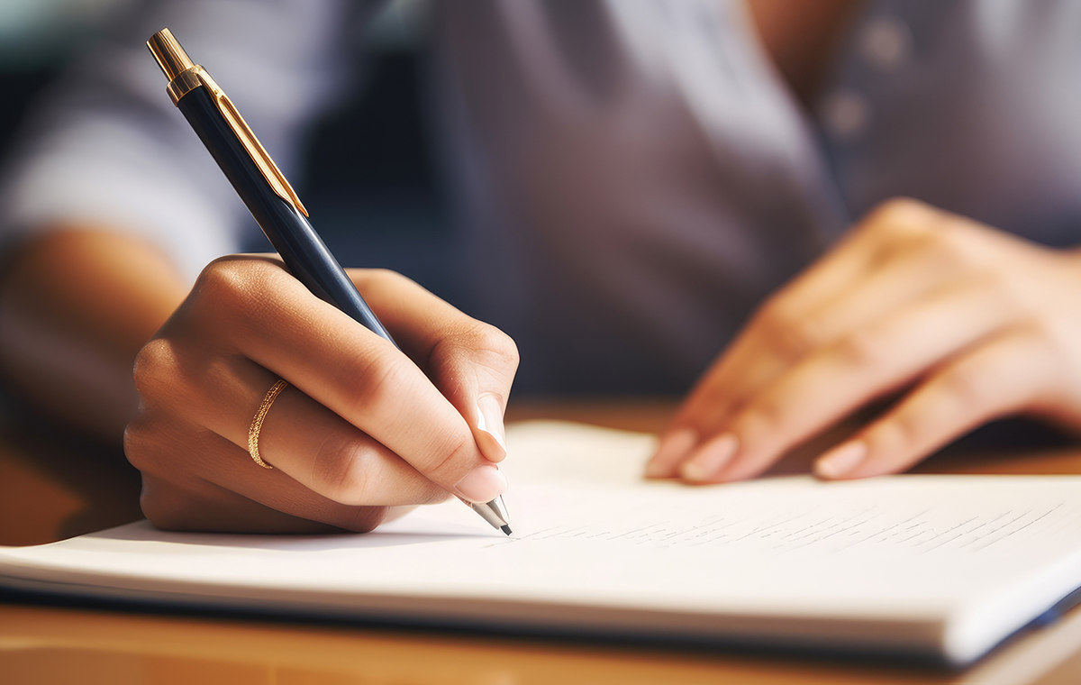 手紙を書いている様子