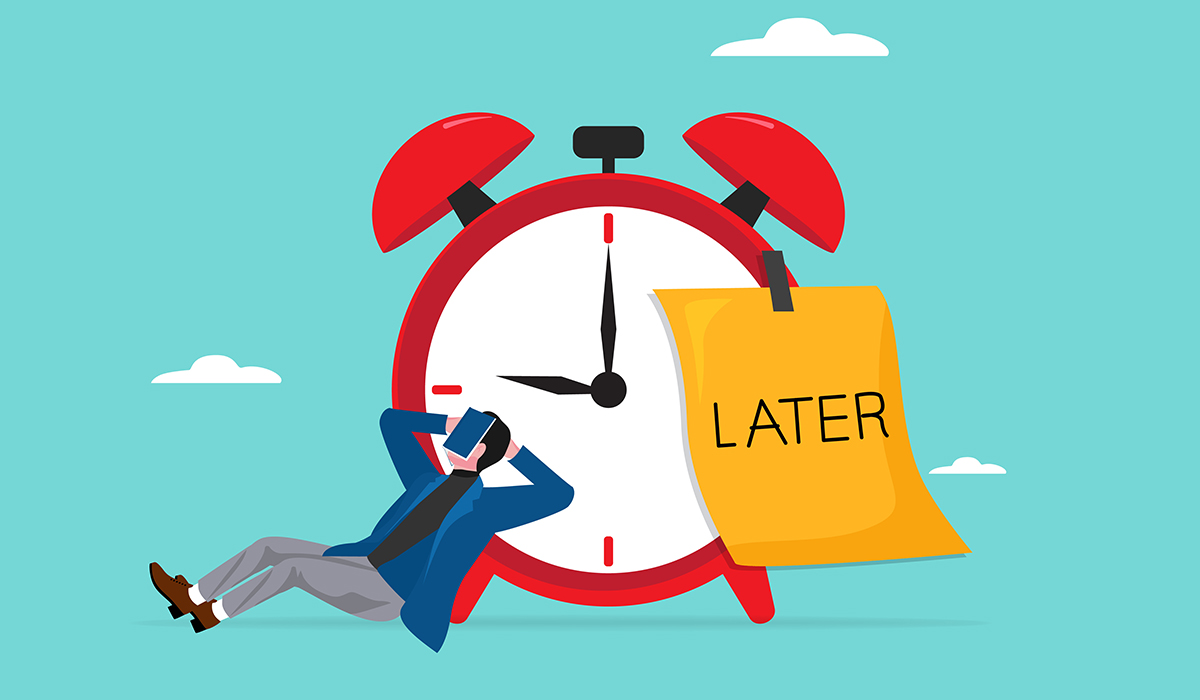 予定を後回しにしている男性 イラスト