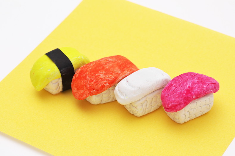 紙粘土 工作 親子 お寿司 シャリ             