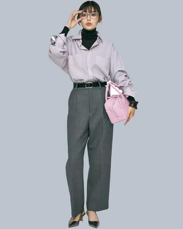 タートルニットコーデ