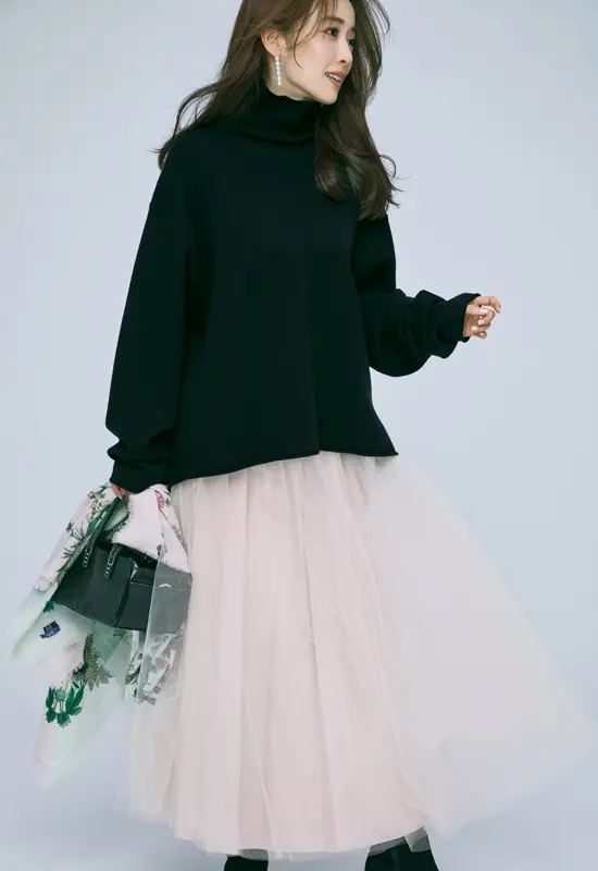 タートルニットコーデ