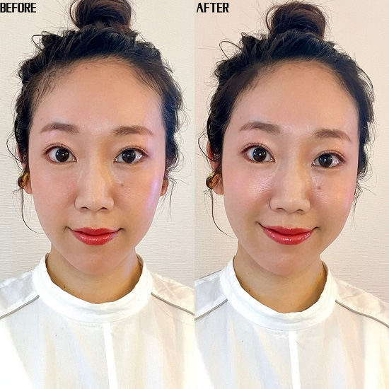 dekoシャドウを塗ったビフォーアフターの写真