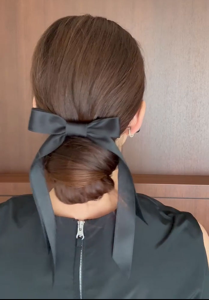 リボンクリップ×低めお団子