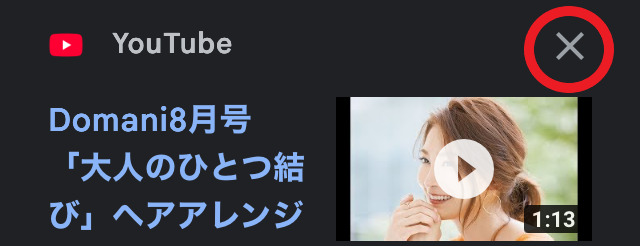 動画の右にバツマークがある画像