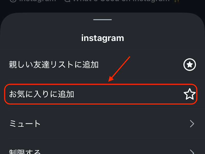 Instagram公式アカウントの「フォロー中」をタップした後の画面