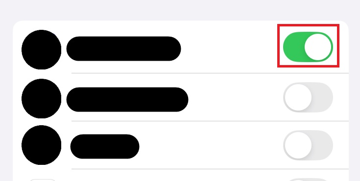 アプリのボタンを赤で囲んだスクリーンショット