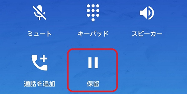 保留ボタンのスクリーンショット