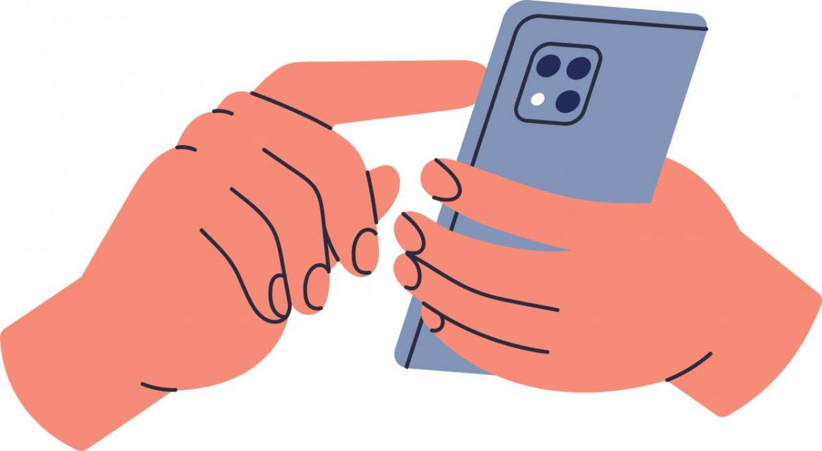 スマホを打つ手元のイラスト