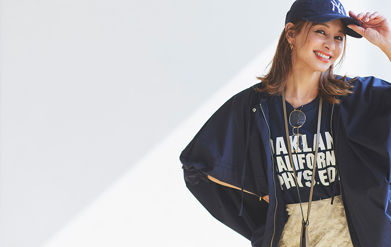 キャップを使ったカジュアルコーデ