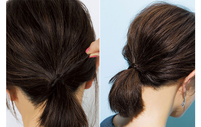 三つ編み隠しひとつ結び