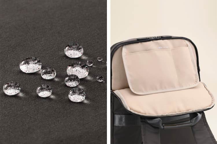 【W&.Day/Night（ダブルアンド デイナイト）】ポッケスの記事が水をはじいている写真とフラップの写真