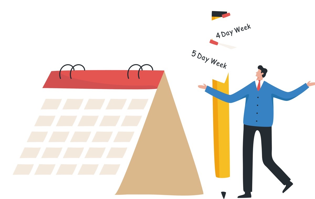 カレンダーと鉛筆とビジネスマンのイラスト