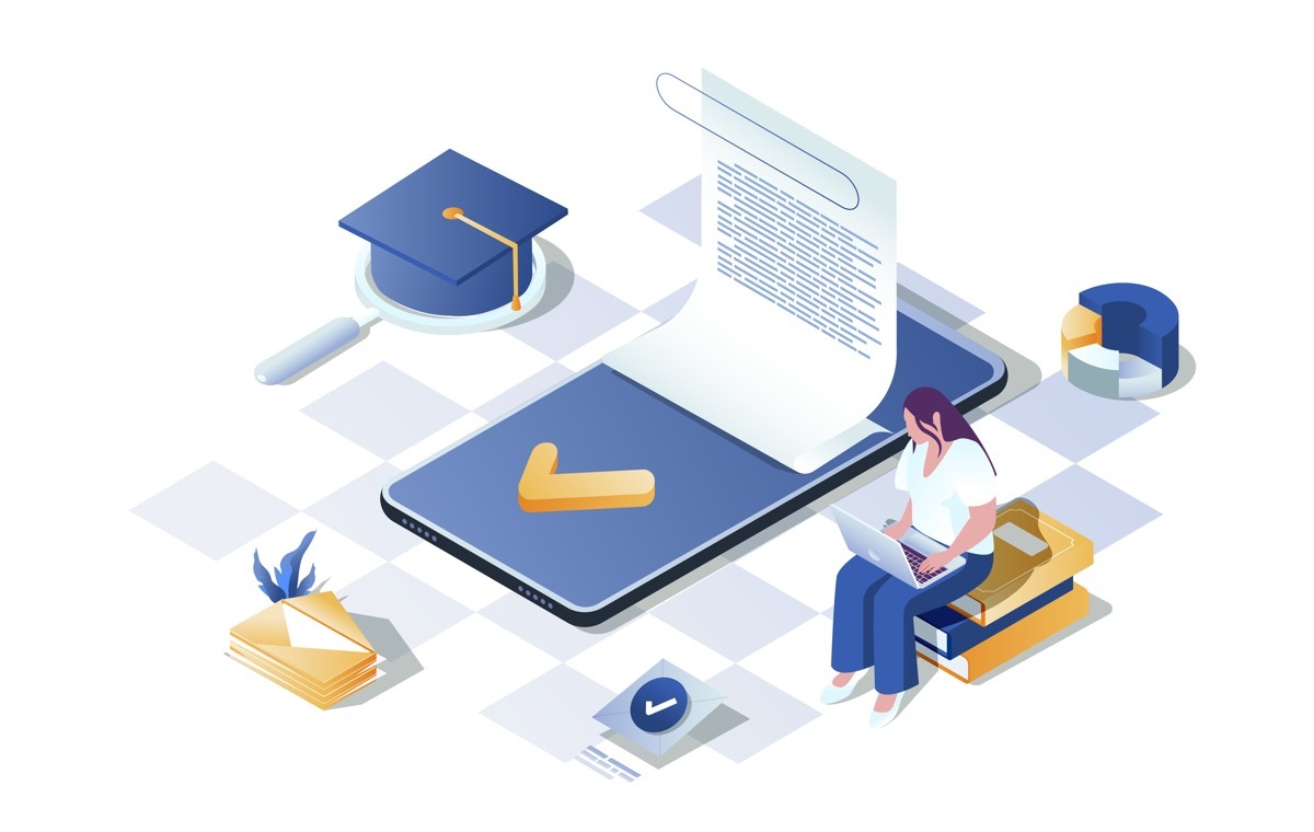 調べものをする女性