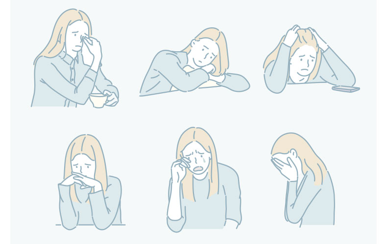 泣く女性のイラスト