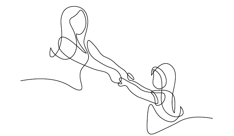 手を取り合う母子のイメージ