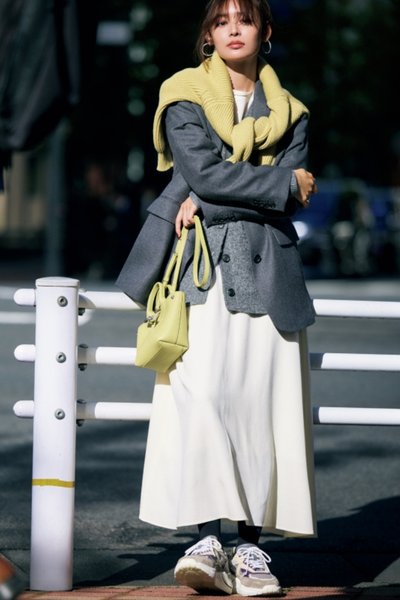 【2/22のコーデ】休日のジャケットスタイル♡ 白×イエローで春を意識