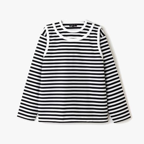 agnes b.細ボーダー レイヤード Tシャツ“Eri”