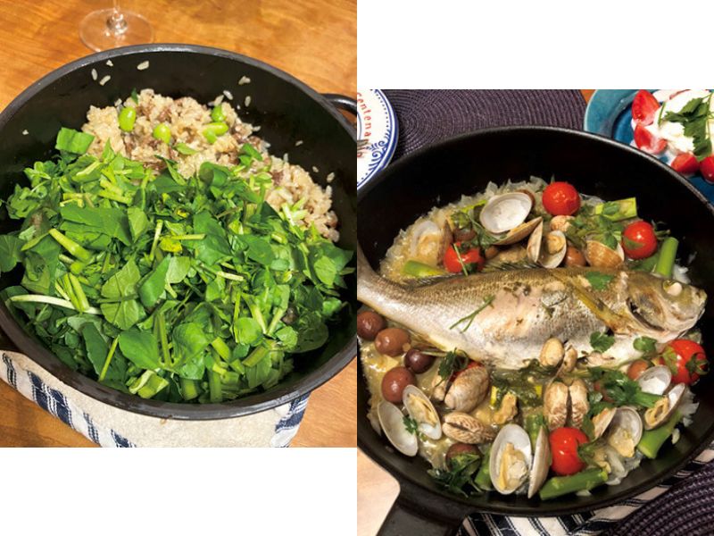 炊き込みごはんとアクアパッツァ