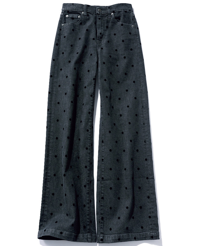 【Gap】ハイライズストライドワイドデニム/水玉